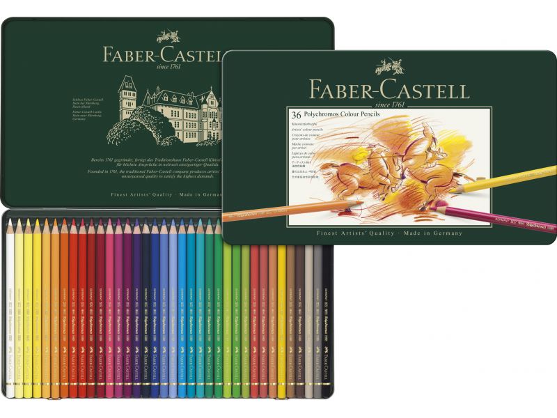 Faber Castell, Estuche de metal con 36 lpices de color Polychromos