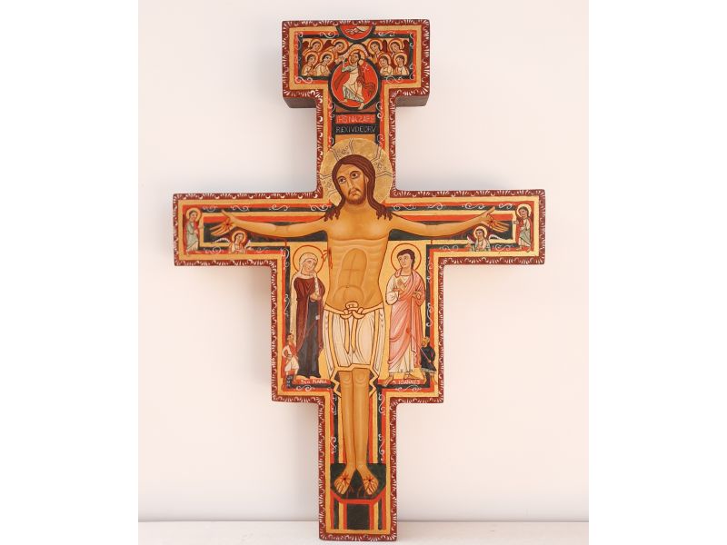 Crucifix de San Damiano h. 38 cm avec pidestal