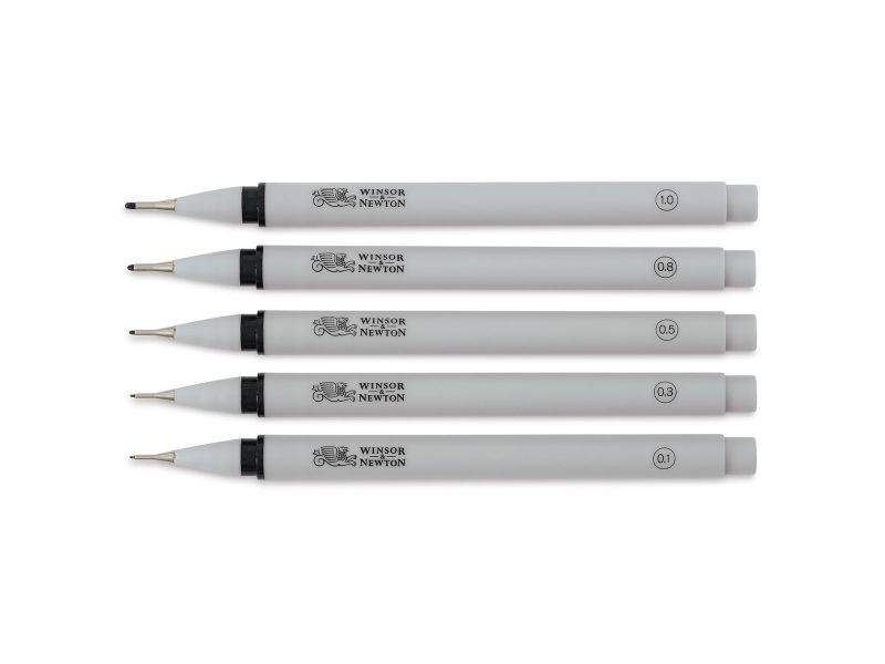 Set of 5 black Winsor & Newton fineliners from 0.1 to 1 mm