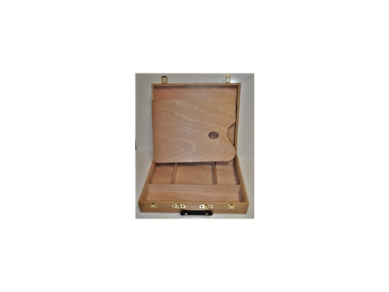 Painter's box 41x33x8cm in beech wood with compartments and palette
