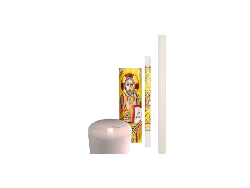 Paschal candle, pure white wax diam. 8 cm. height 120 cm.