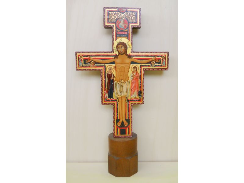 Crucifix de San Damiano h. 38 cm avec pidestal