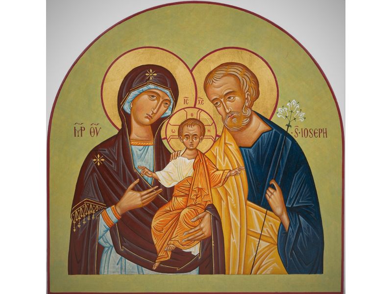 Holy family with arch 30x30 cm
