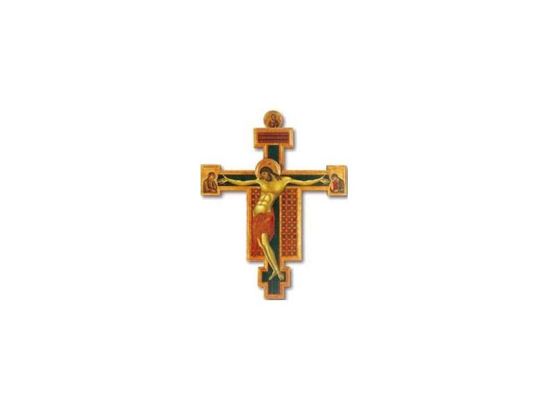 Kreuz CIMABUE, geschnitzter brett, mit Halo, mit rundschild, mit Kreide