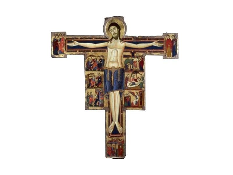 Croce di Rosano, liscia, aureola (scavata), gesso