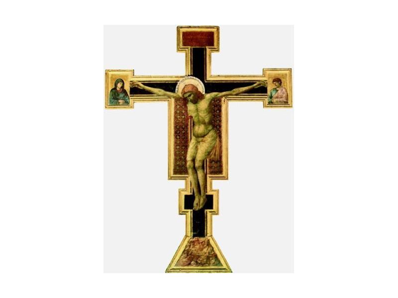 Cruz Giotto S. Maria Novella, cuna, con aureola, solo madera (en bruto)