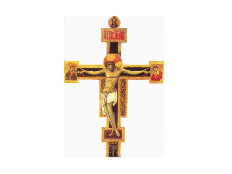 Croix Giunta Pisano di Pisa, avec cadre creuse,aurole, enduite