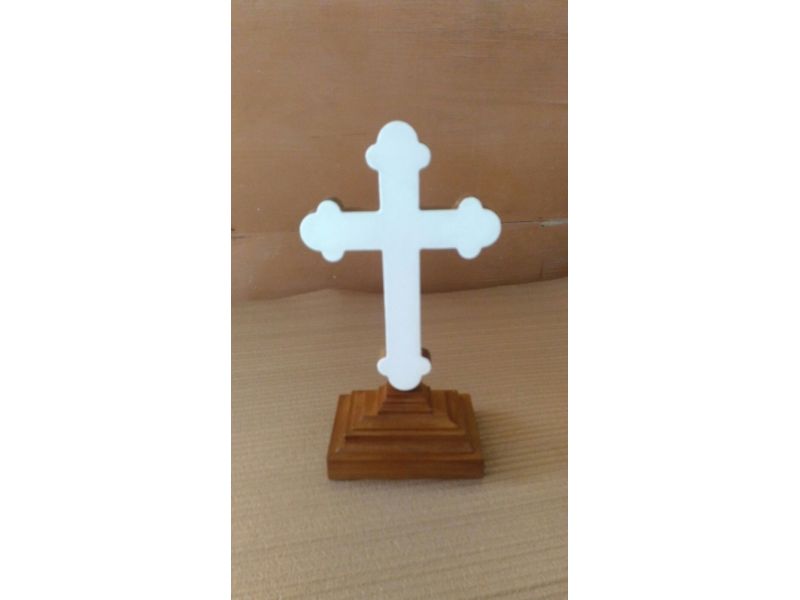 Altar Cross, smooth, with gesso, with stand