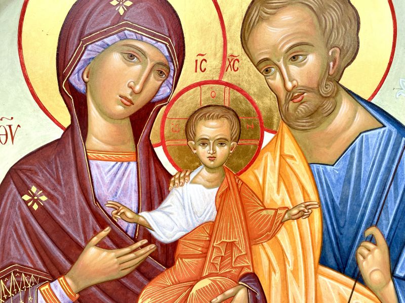 Icona Santa Famiglia, 35x33 cm arco