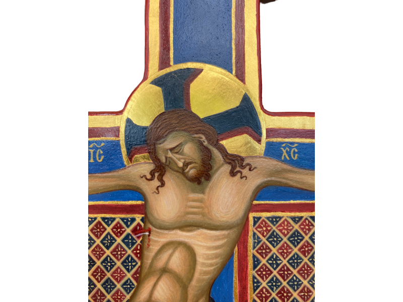 Crucifix by Giunta Pisano of San Domenico, h. 34cm, painted