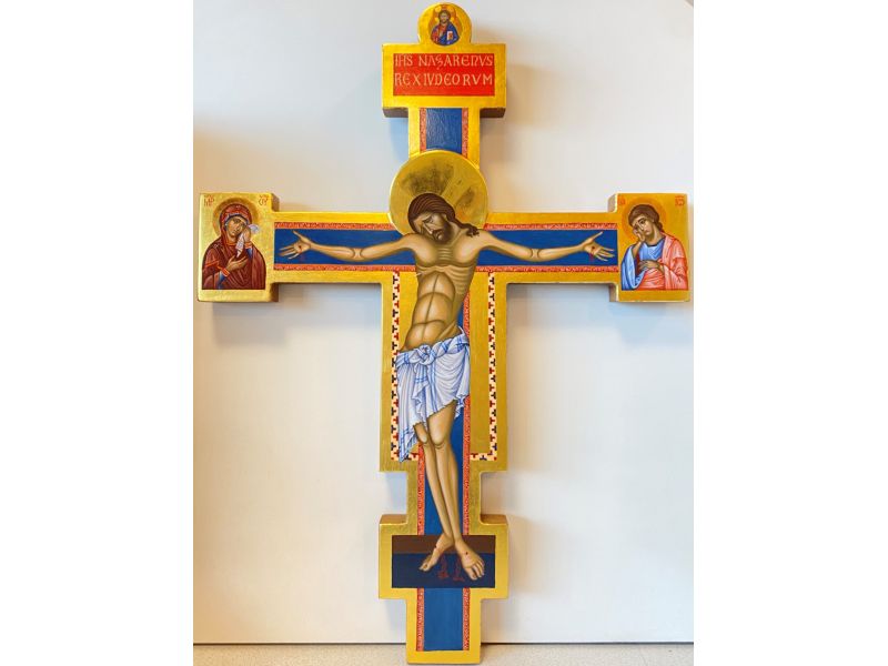 Crocifisso modello Giunta Pisano di Santa Maria degli Angeli, h. 58 cm dipinto