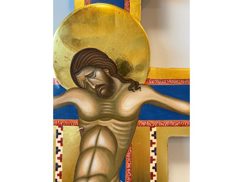 Crucifix modle Giunta Pisano de Santa Maria degli Angeli, h. 58 cm peint