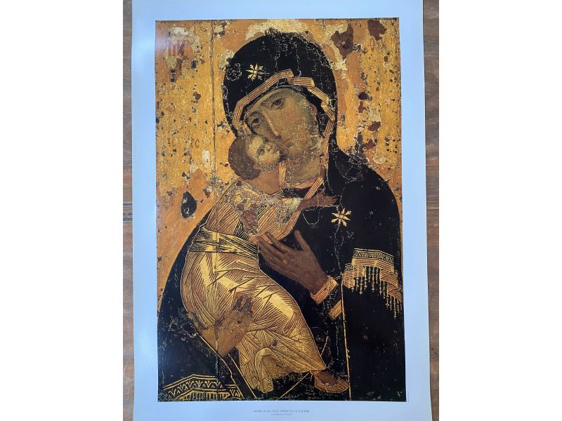 Icono de la Madre de Dios de la Ternura de Vladimir impreso en papel