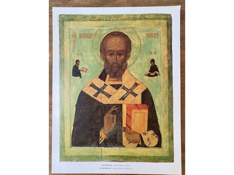 Print, icon of Saint Nicholas school of Moscow