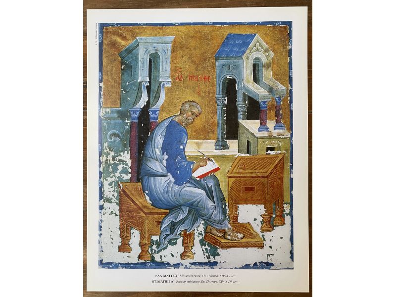 Print, icon of Saint Matthew Russian miniature