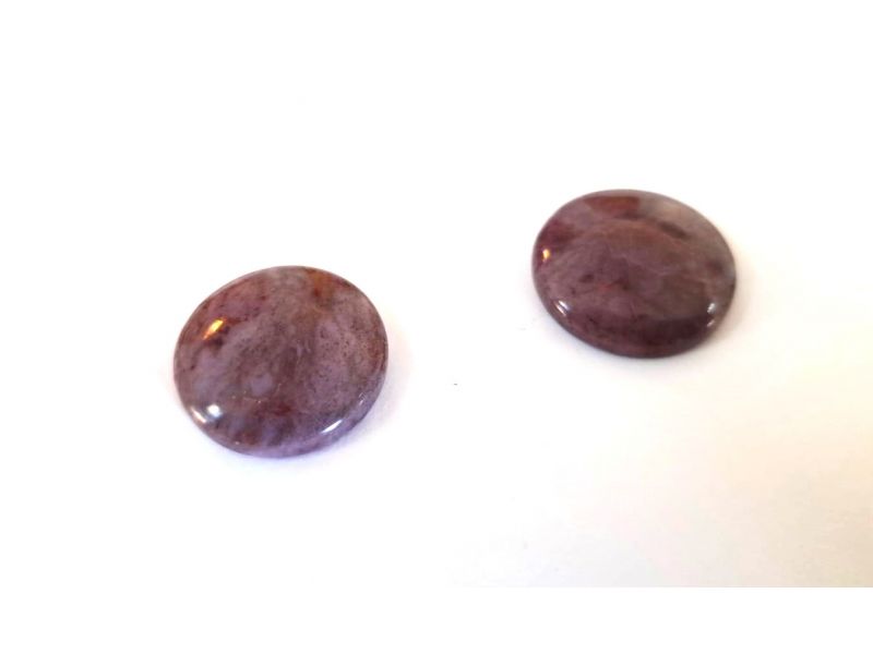 Purple Kiwi and Lepidolite gemstone, diameter 20 mm