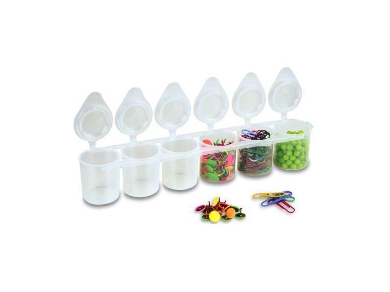 Plastic containers to 6 tubs of 25 ml.