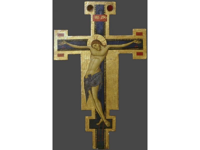 Croix Blu Astile, avec cadre creuse, aurole, enduite