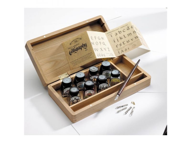 calligraphy kit with wooden box, Winsor & Newton