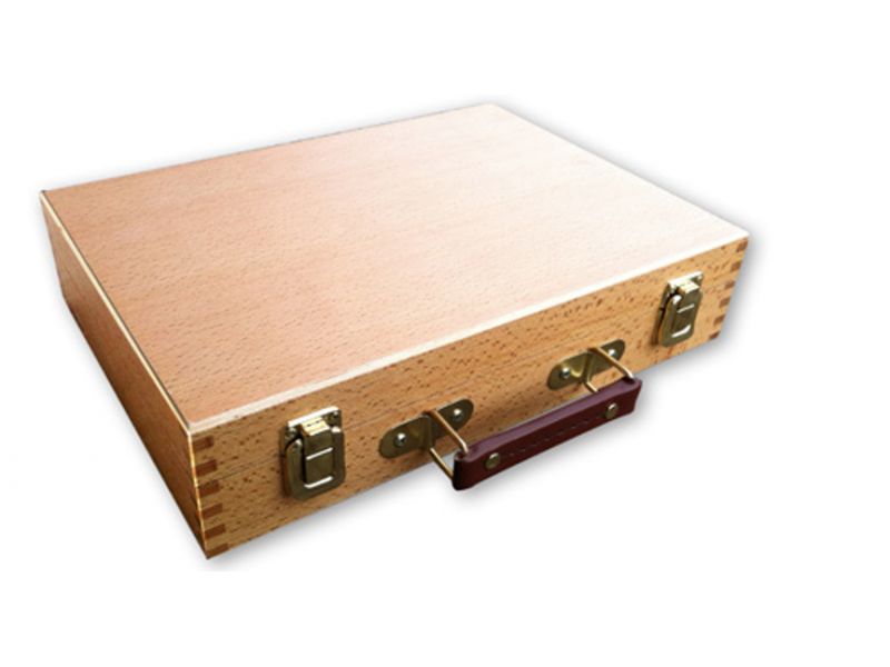 Scatola Portamatite In Legno Di Faggio FSC - 2 Scomparti, Cerniera Retrò, 20x11,5x5,3 Cm, Per Matite E Accessori