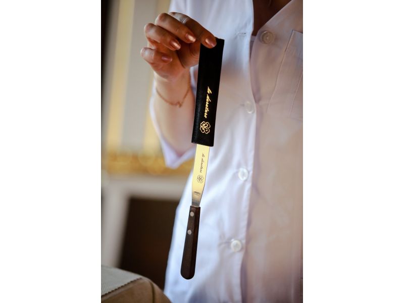 Large cuchillo dorador con el caso de cuero, longitud 24 cm, de alta calidad PG