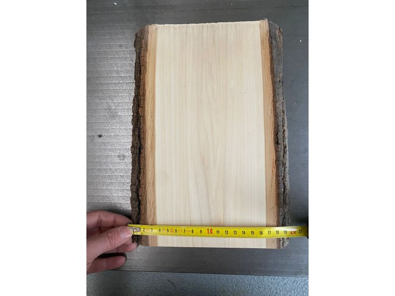 Pieza nico de madera maciza de tilo con corteza, para pirograbado,  20x27,5 cm