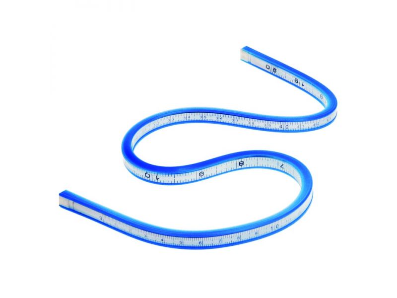 Flexible curvilinear on one side in mm and on the other in inches, 40 cm-15.8 inch