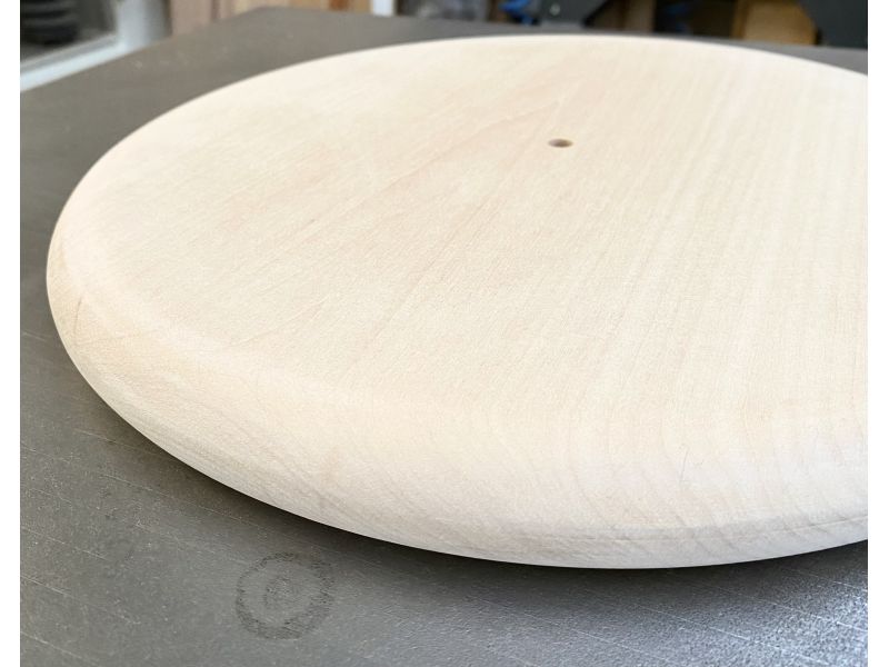 Round piece in linden wood, thickness. 3 cm, beveled, for clock, pyrography