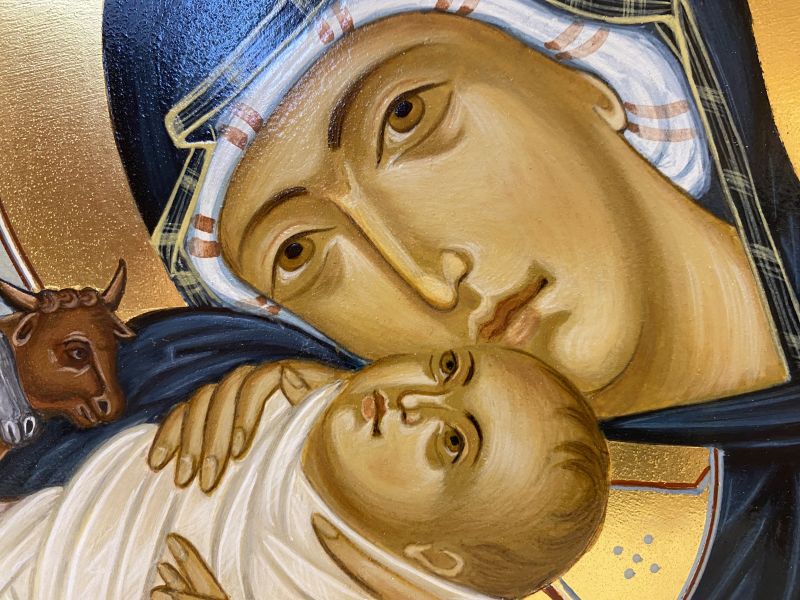 Icona Natività, Vergine Maria con Gesù bambino 18x24 cm