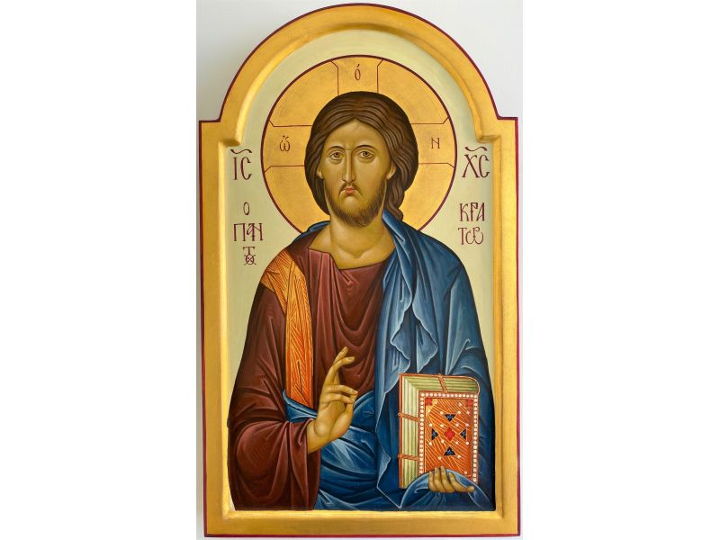Icono Cristo Pantocrtor 21x35 cm con arco
