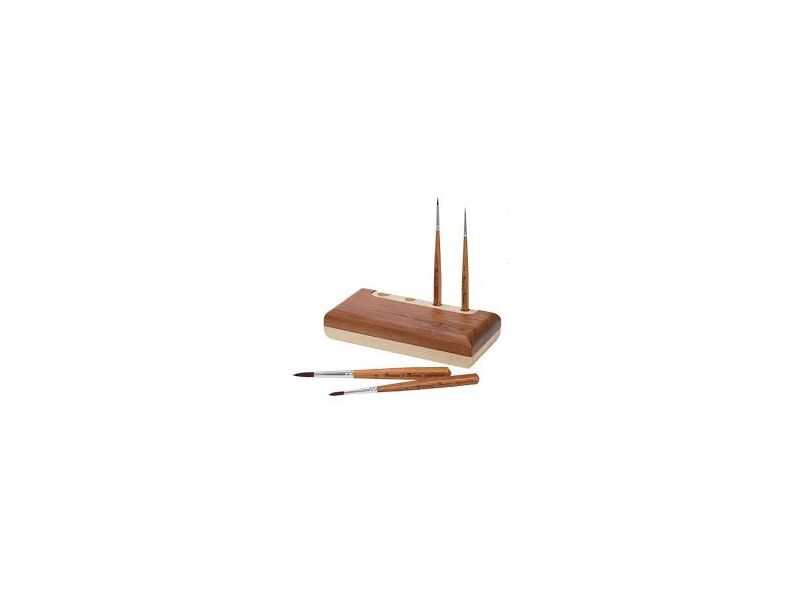 Art-Box con pennelli pelo sintetico prugna legno ciliegio