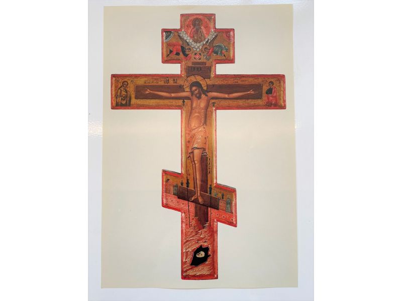 Estampe, croix russe du XIXe sicle. h. 38cm