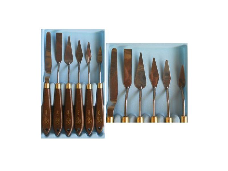 Set of 6 tempered steel spatulas