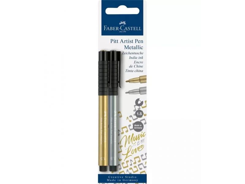 Pitt Artist Pen Metallic 1.5 India ink pen, gold/silver