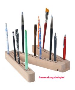 Support pour pinceaux ou crayons en bois de hêtre, 102 trous, 29x9 cm plié.