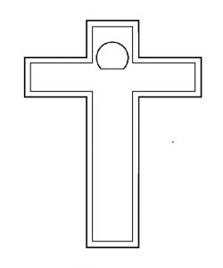 Croix Simple, avec cadre creusée, aurèole, enduite