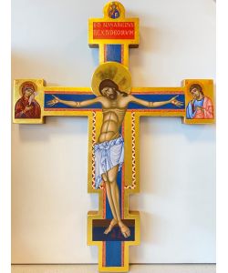 Crocifisso modello Giunta Pisano di Santa Maria degli Angeli, h. 58 cm dipinto
