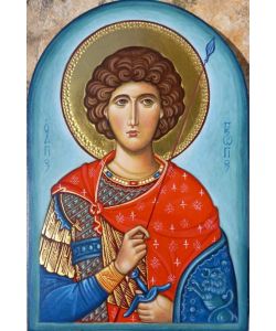 Icona San Giorgio, 20x30 cm, liscia, con arco