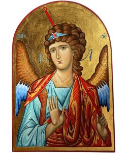 Icona Arcangelo Gabriele, 20x30 cm, con arco, liscia