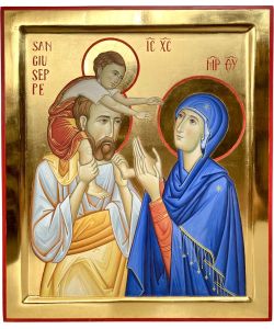 Icona dipinta, Sacra Famiglia 30x35 cm, con culla