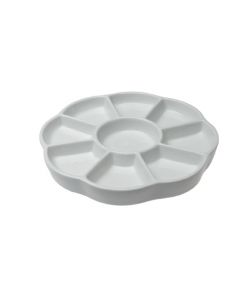 Palette de porcelaine en forme de fleur diam. 20 cm, avec 9 compartiments plats