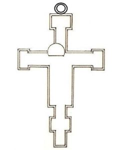 Croix Giunta Pisano di Pisa, avec cadre creusée, aurèole, clipeus, brute