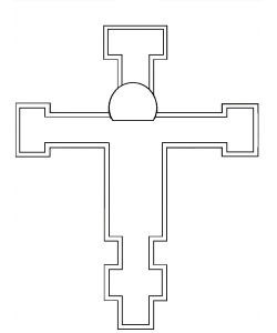 Croix Giunta Pisano S. Maria Angeli avec cadre creusée,aurèole, brute
