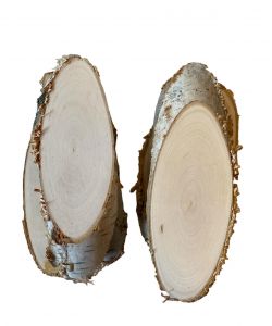 Pice diverse ovale en bois de bouleau massif avec corce 6-7 cm x 16-17 cm h, pour pyrogravure