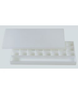 Paleta-contenedor 28x12,5x2,7cm, plástico 24 cubetas compartimento para pinceles