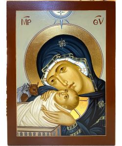 Icône de la Nativité, Vierge Marie avec l'enfant Jésus 18x24 cm