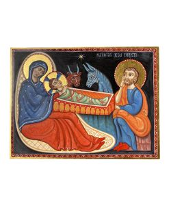Icona Natività, stile arte catalana, 28x21 cm