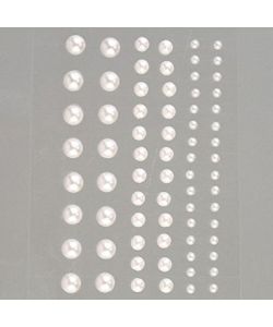 Demi perles, auto-adhésives, rondes  nacre imitation diamètre 3-5-7 72 pz