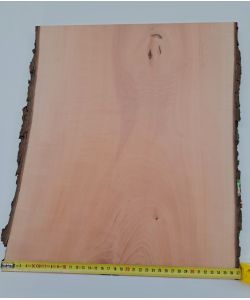 Pezzo unico in legno massiccio di pero con corteccia, per pirografia, 37x42 cm