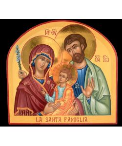 Icono Sagrada Familia, arco 35x33 cm lisa